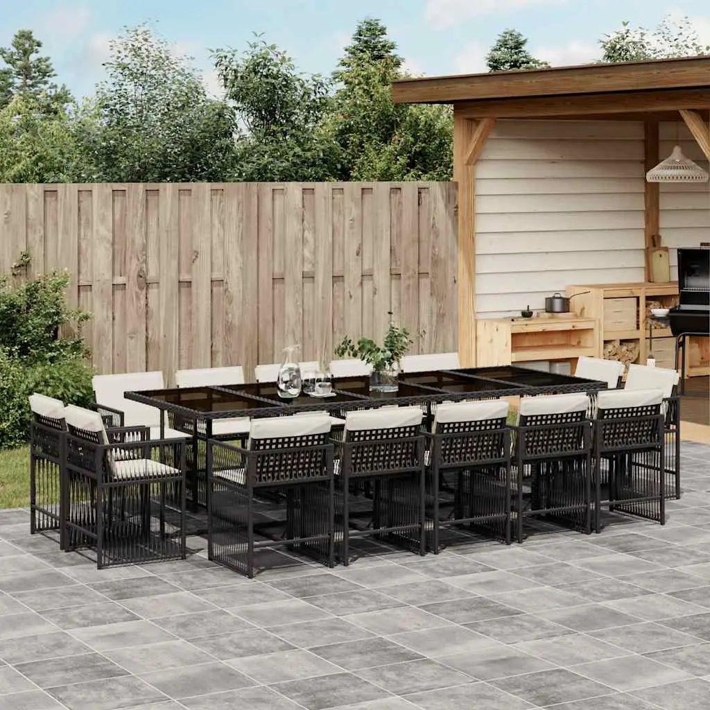 Ensemble à manger de jardin 15 pcs coussins noir résine tressée vidaXL 3211770