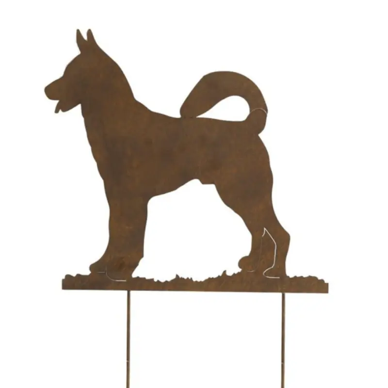 Déco de jardin Chien en métal 52cm – Fleur