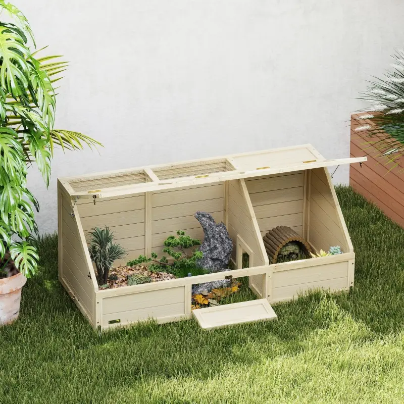 Enclos Tortue Bois Sapin Extérieur Sans Fond Toit Ouvrant 120cm Naturel – ComfortXL Outdoor Living