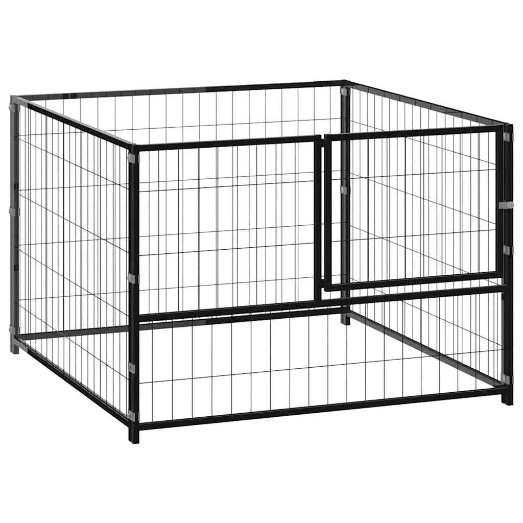 Enclos pour chiot et petit chien en acier modulable pour jardin Noir 100x100x70 cm – ComfortXL Outdoor Living
