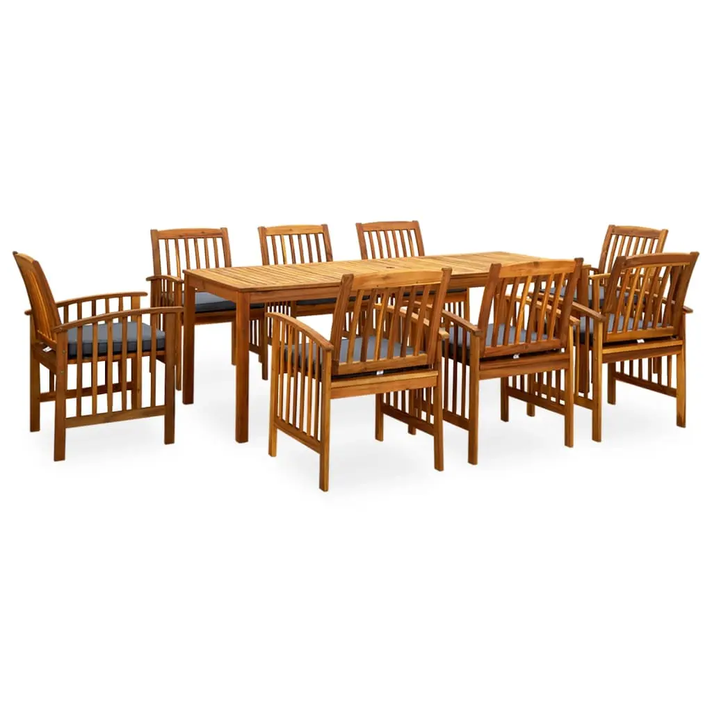 Ensemble à manger de jardin 9 pcs avec coussins Acacia solide vidaXL 3058093