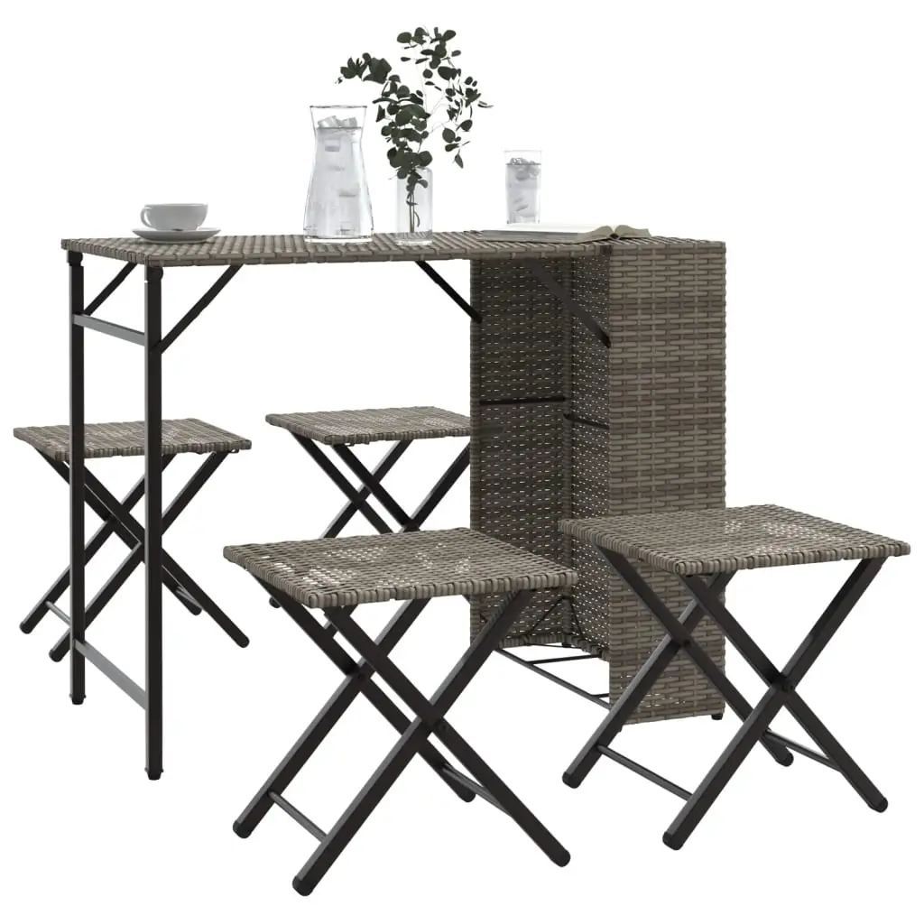 Ensemble à manger de jardin 5 pcs pliable gris résine tressée vidaXL 365946
