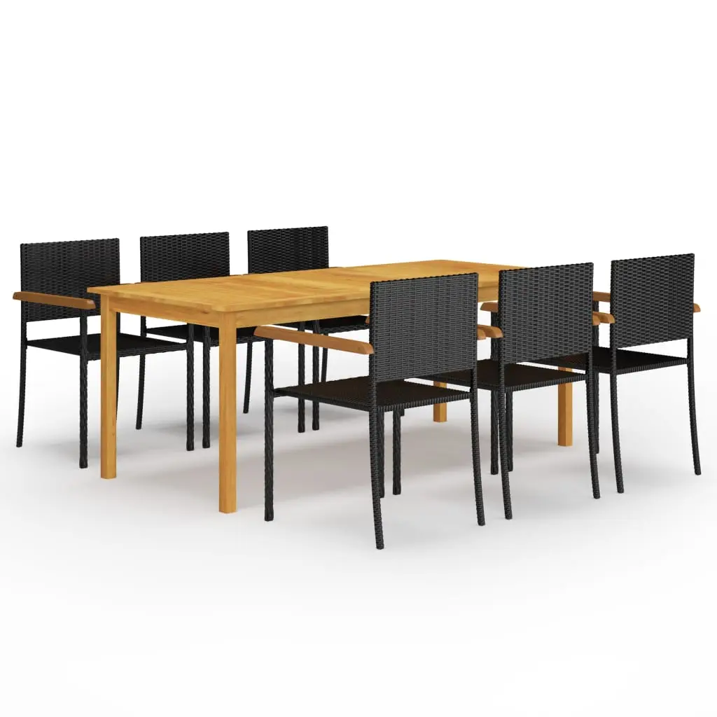 Ensemble à manger de jardin 7 pcs Noir vidaXL 3067903