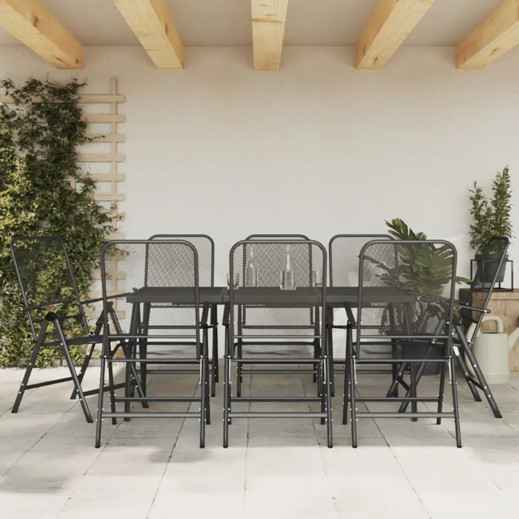 Ensemble à manger de jardin 9 pcs anthracite métal maille vidaXL 3211823