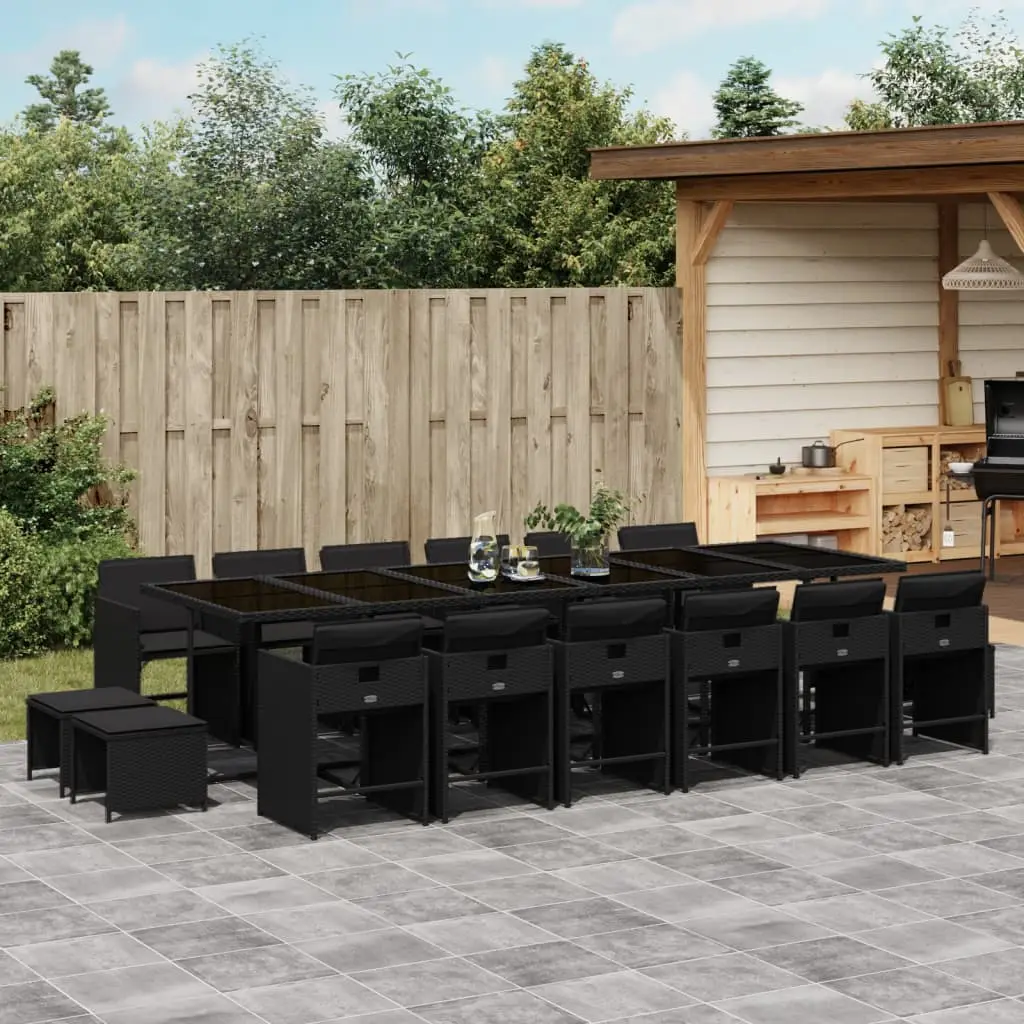 Ensemble à manger de jardin 17 pcs coussins noir résine tressée vidaXL 3277950