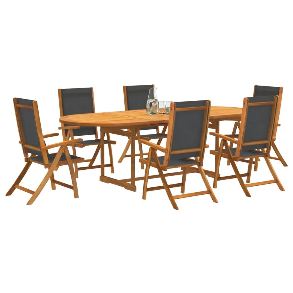 Ensemble à Manger de jardin 7pcs bois d’acacia solide textilène vidaXL 3279262