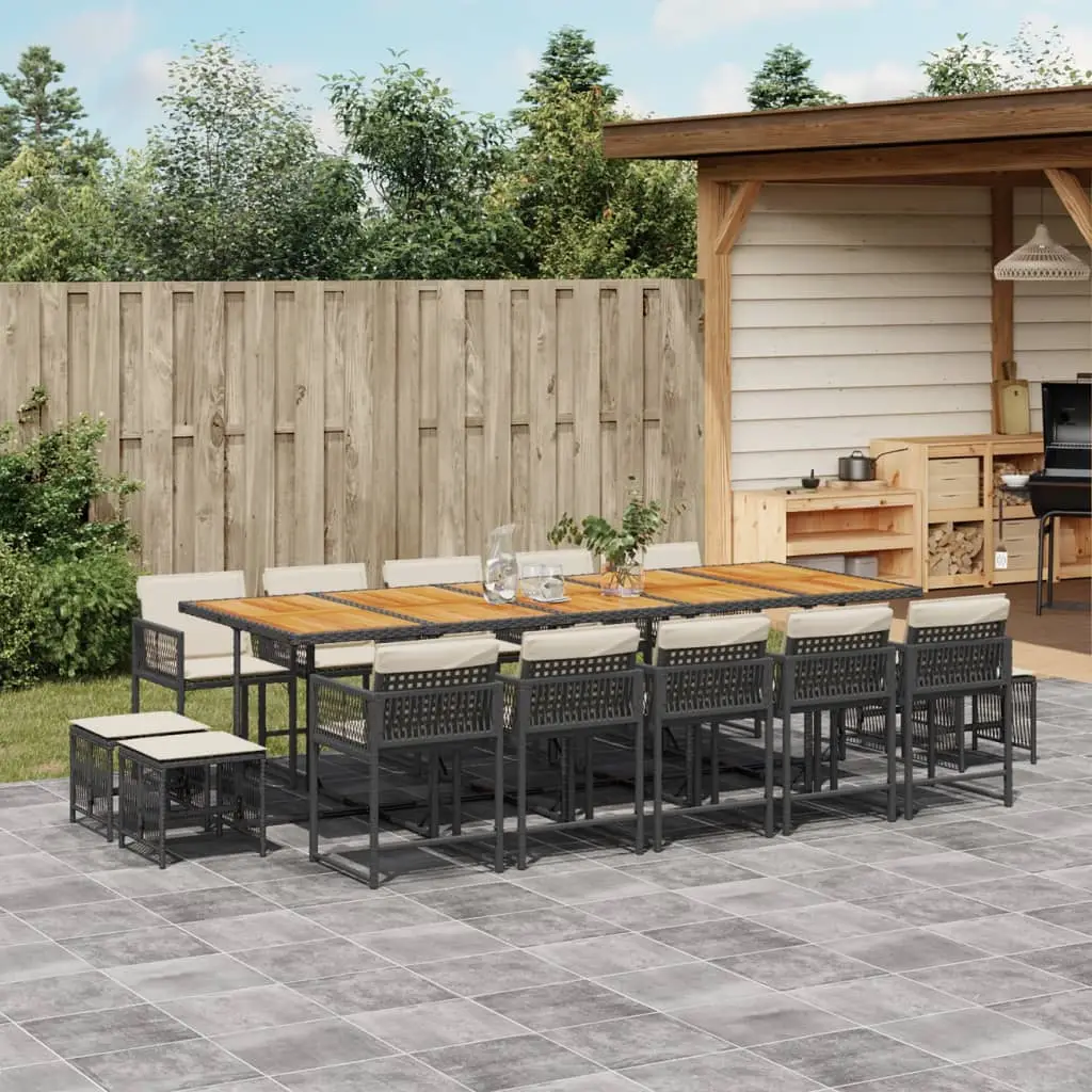 Ensemble à manger de jardin 15 pcs coussins noir résine tressée vidaXL 3211539