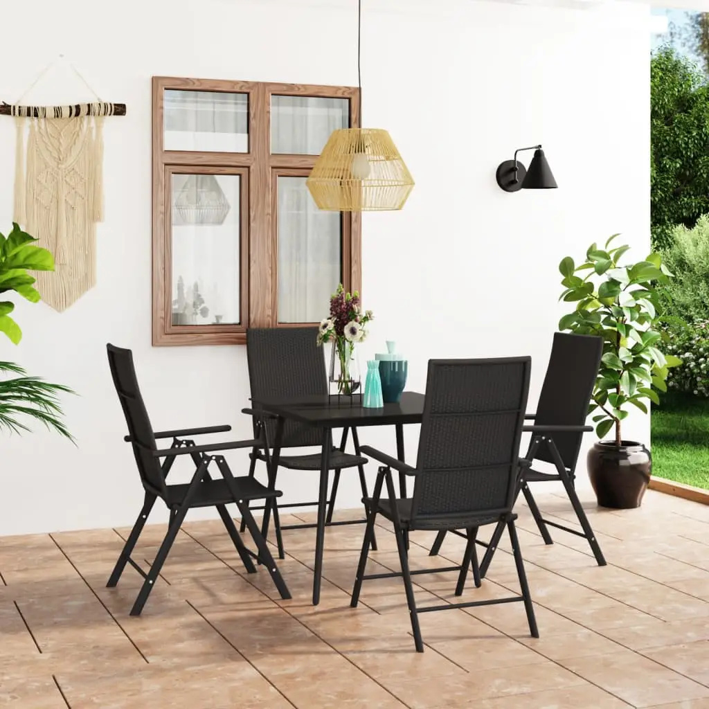 Ensemble à manger de jardin 5 pcs noir vidaXL 3060065