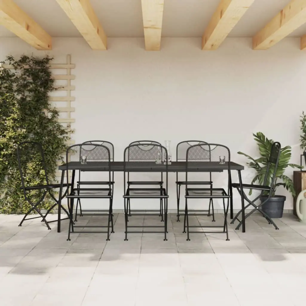 Ensemble à manger de jardin 9 pcs anthracite métal maille vidaXL 3211816