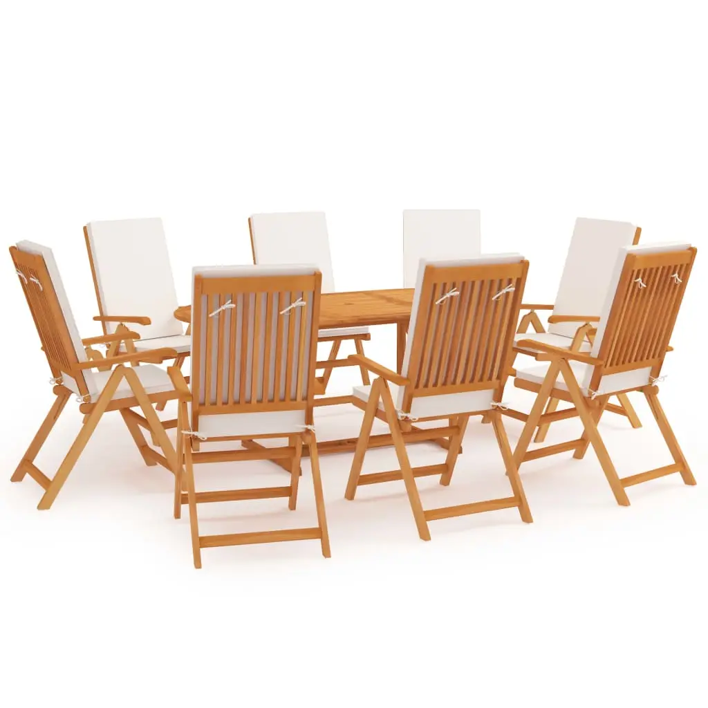 Ensemble à manger de jardin 9 pcs coussins Bois de teck massif vidaXL 3059558