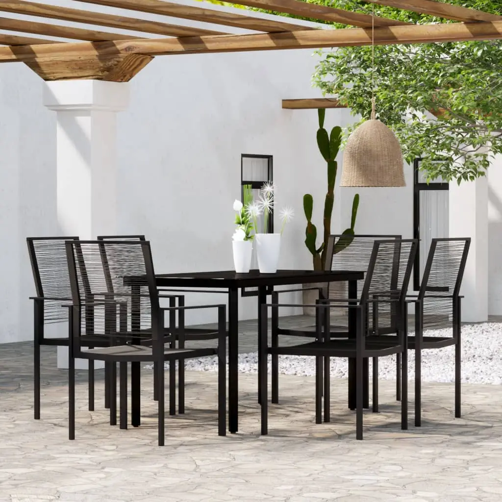 Ensemble à manger de jardin 7 pcs Noir vidaXL 3099200