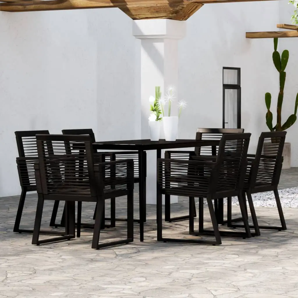 Ensemble à manger de jardin 7 pcs Noir vidaXL 3099158
