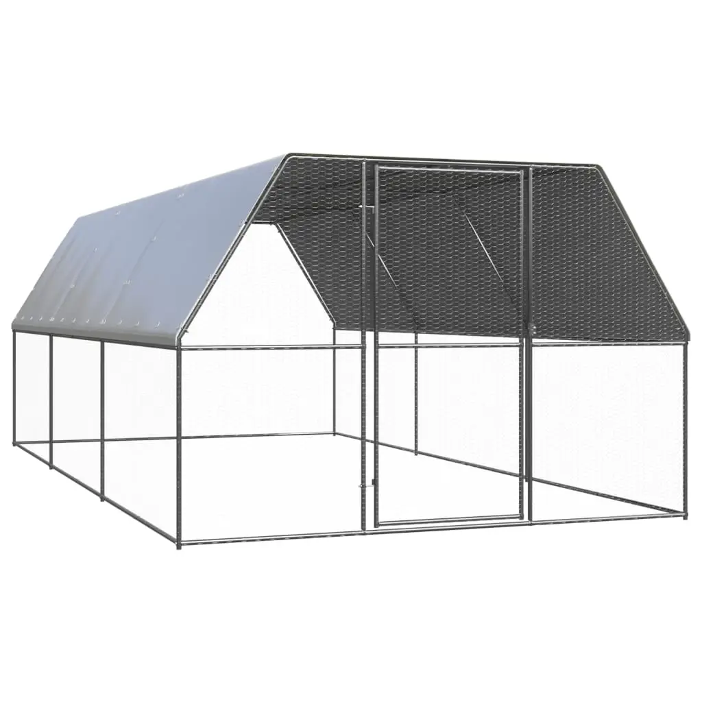 Enclos poulailler extérieur 3x6x2 m acier galvanisé avec bâche de toit – ComfortXL Outdoor Living