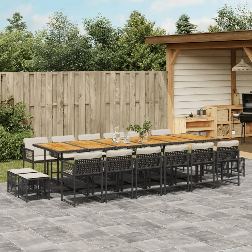 Ensemble à manger de jardin 17 pcs coussins noir résine tressée vidaXL 3211551