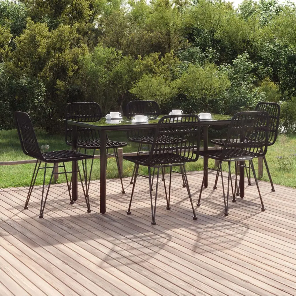 Ensemble à manger de jardin 7 pcs Noir Résine tressée vidaXL 3157898