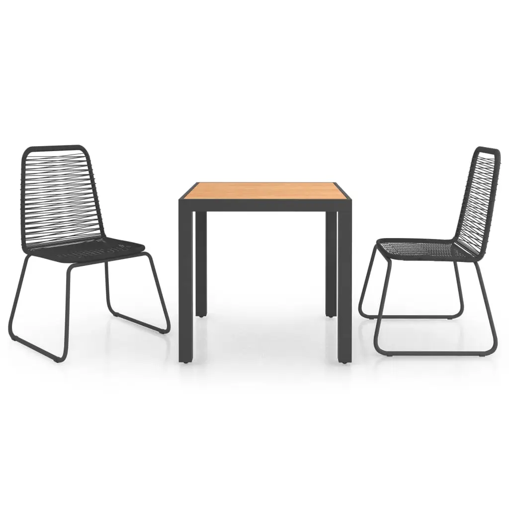 Ensemble à manger de jardin 3 pcs | Mobilier d’extérieur PVC résine tressée noir marron Maison Chic