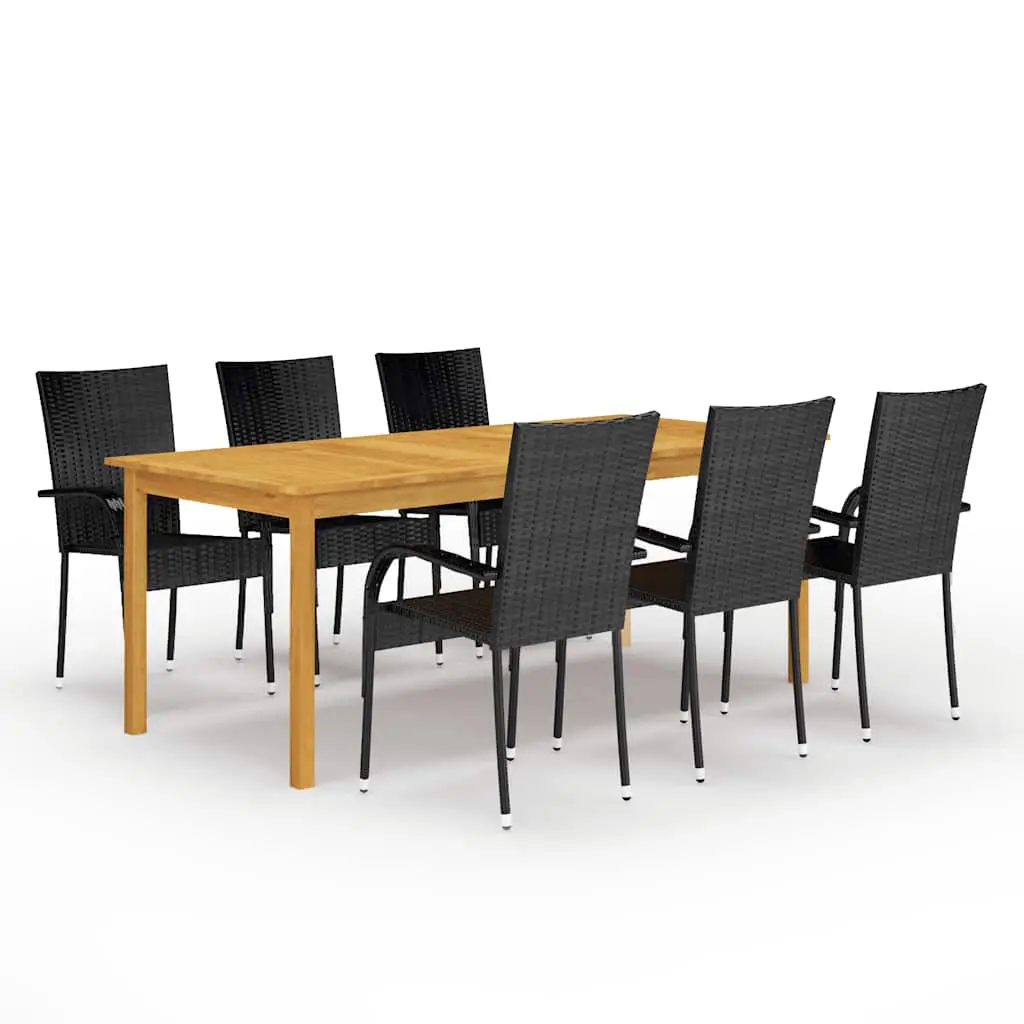 Ensemble à manger de jardin 7 pcs Noir vidaXL 3067878