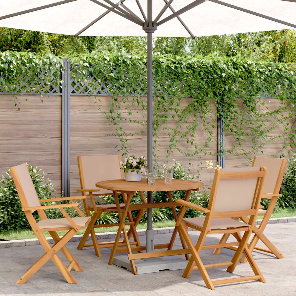 Ensemble à manger de jardin 5 pcs taupe tissu et bois massif vidaXL 3281822