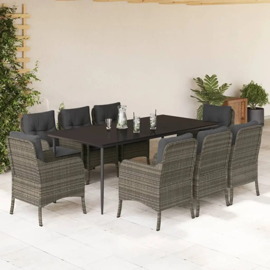 Ensemble à manger de jardin 9 pcs coussins gris résine tressée vidaXL 3211954