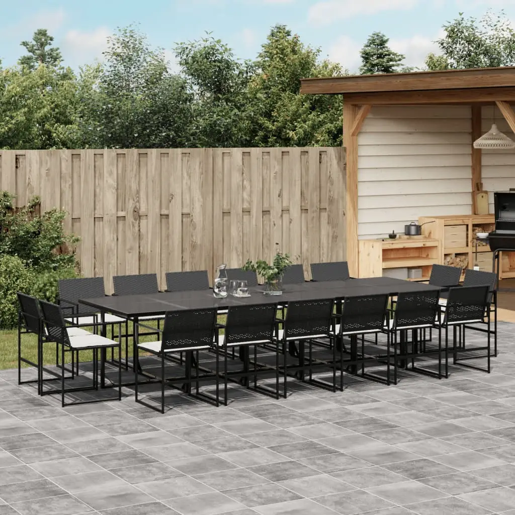 Ensemble à manger de jardin 17 pcs coussins noir résine tressée vidaXL 3295067