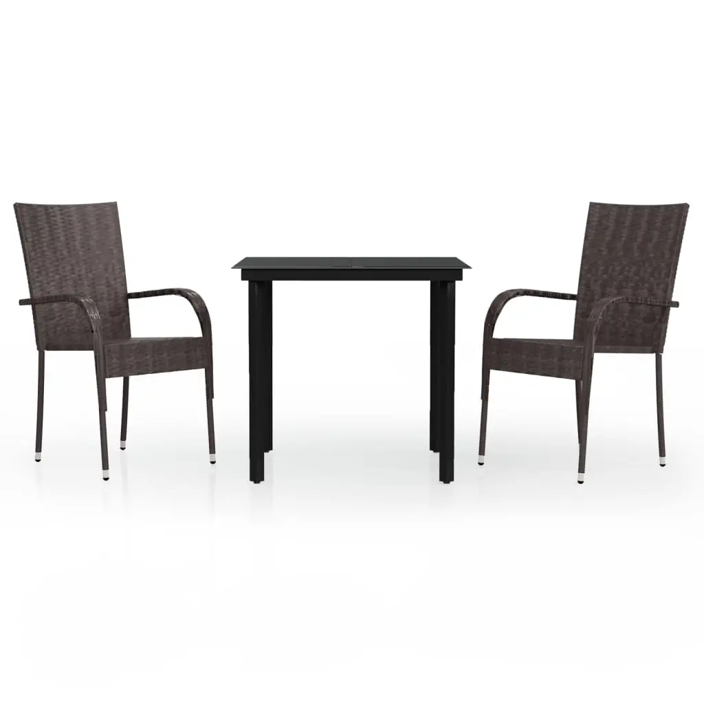 Ensemble à manger de jardin 3 pcs | Mobilier d’extérieur Marron et noir Maison Chic
