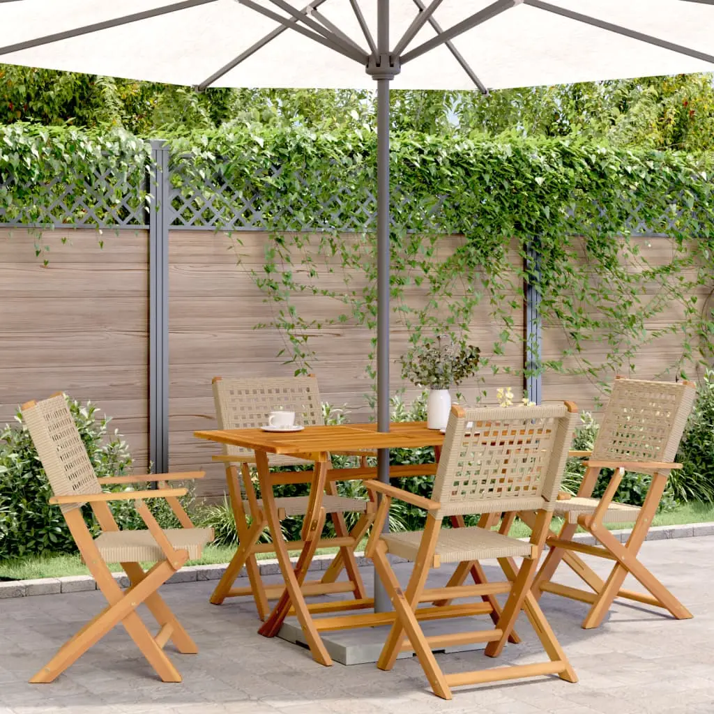 Ensemble à manger de jardin 5 pcs résine tressée et bois massif vidaXL 3281696
