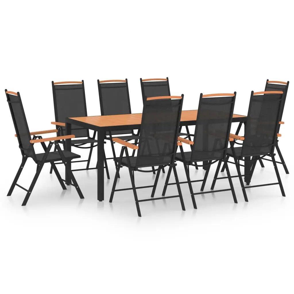 Ensemble à manger de jardin 9 pcs aluminium noir vidaXL 3070630