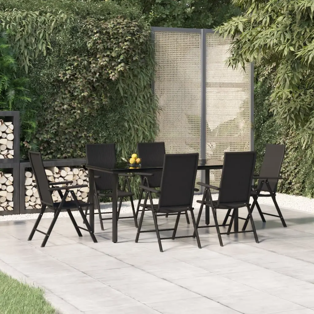Ensemble à manger de jardin 7 pcs Noir Résine tressée vidaXL 3156513