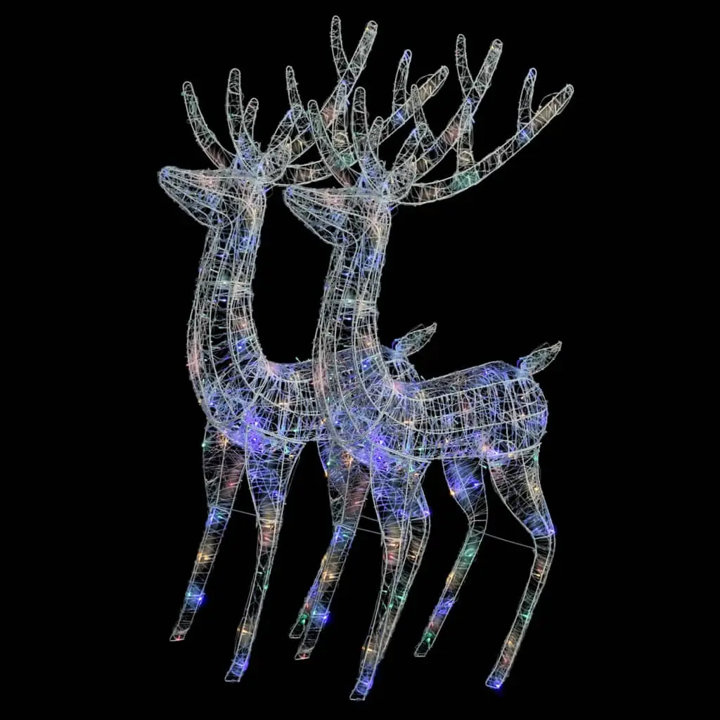 Décoration lumineuse de Noël – Décoration pour Noël – Rennes de Noël XXL Acrylique 250 LED 2 pcs 180 cm Multicolore