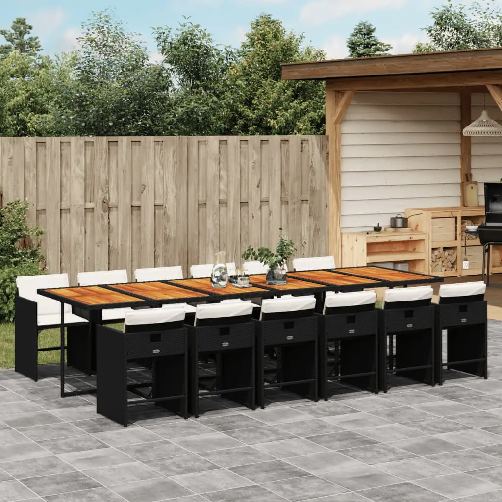 Ensemble à manger de jardin 13 pcs coussins noir résine tressée vidaXL 3211131
