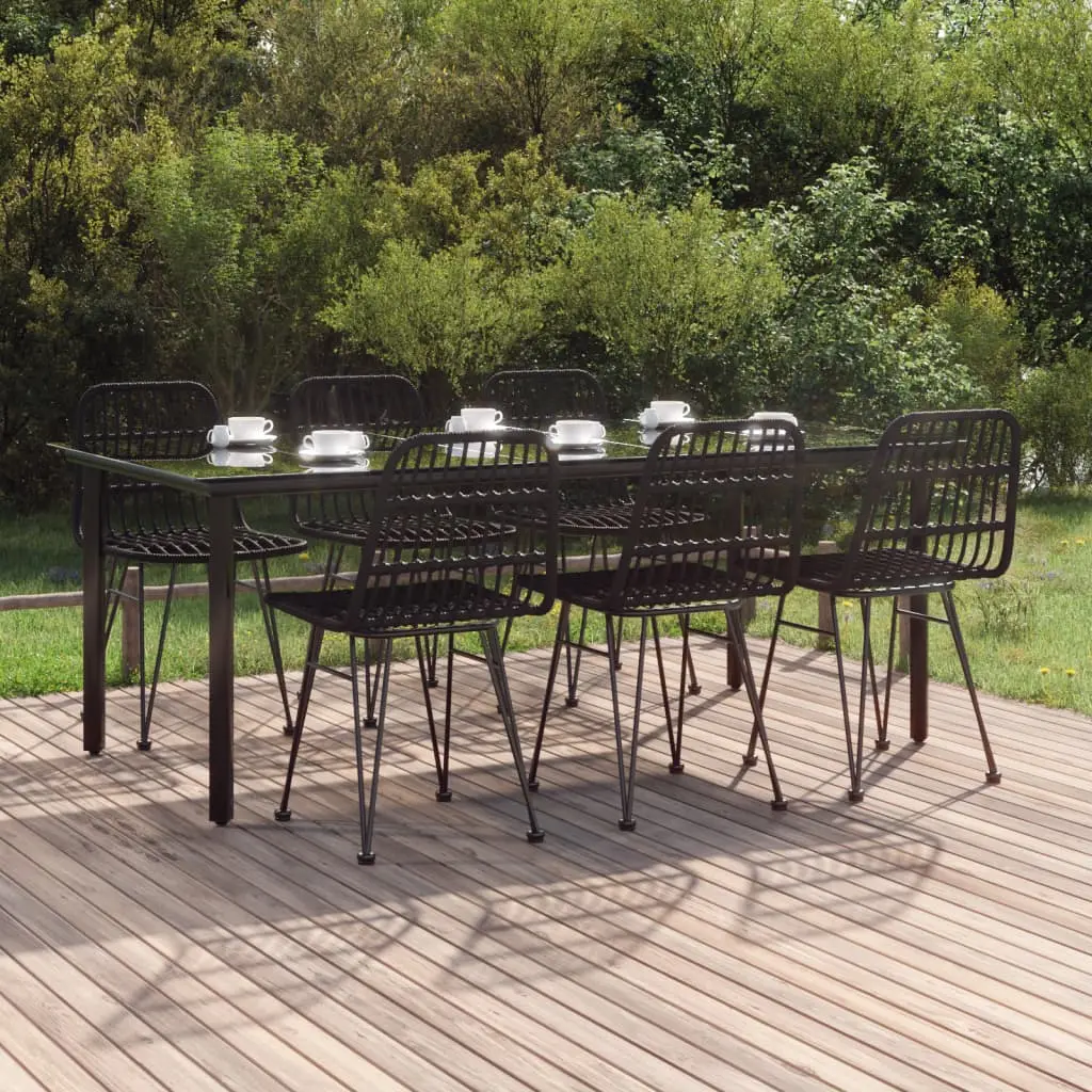 Ensemble à manger de jardin 7 pcs Noir Résine tressée vidaXL 3157899