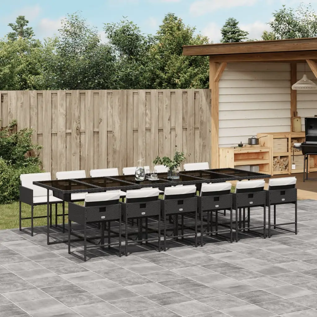 Ensemble à manger de jardin 13 pcs coussins noir résine tressée vidaXL 3278069