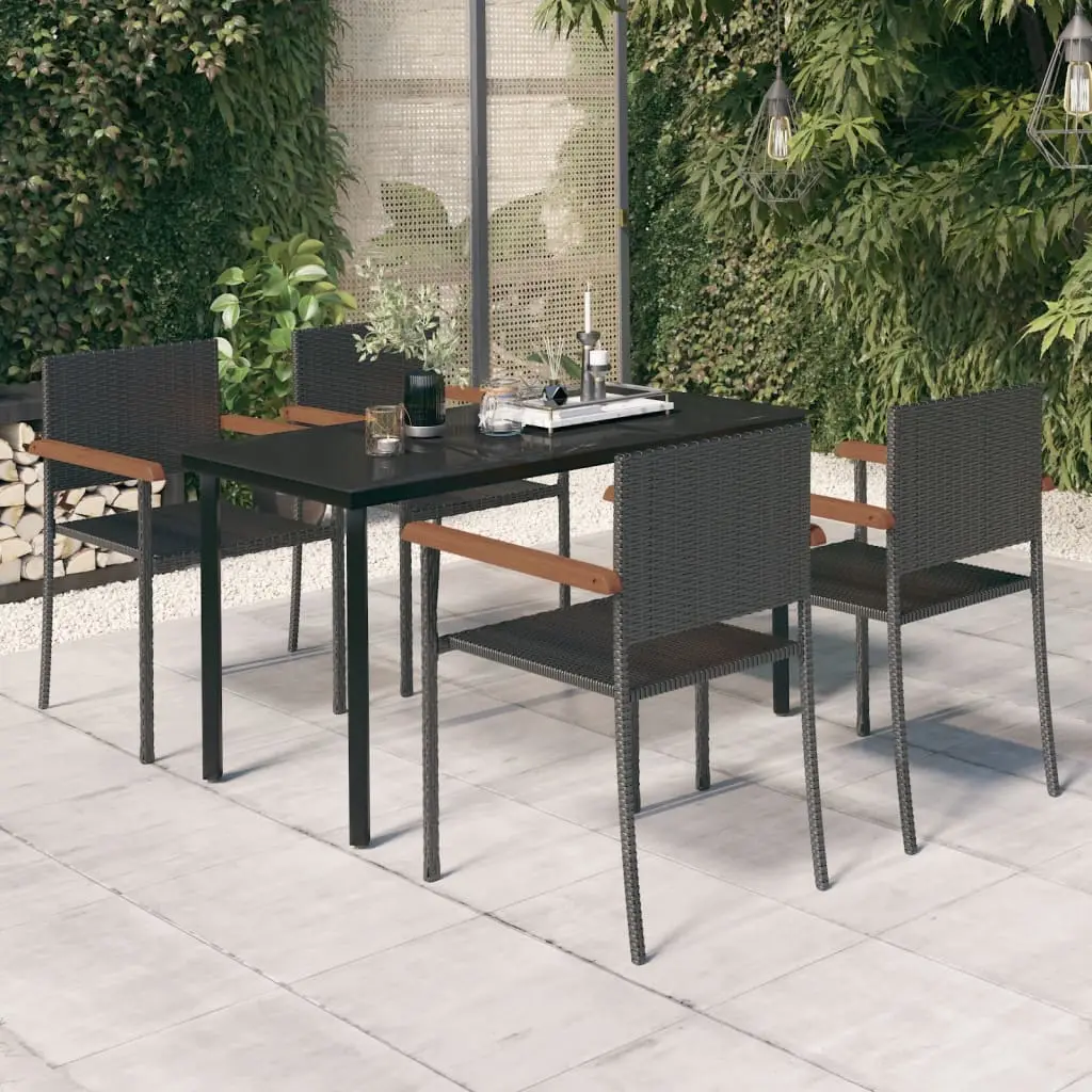 Ensemble à manger de jardin 5 pcs Noir vidaXL 3099415