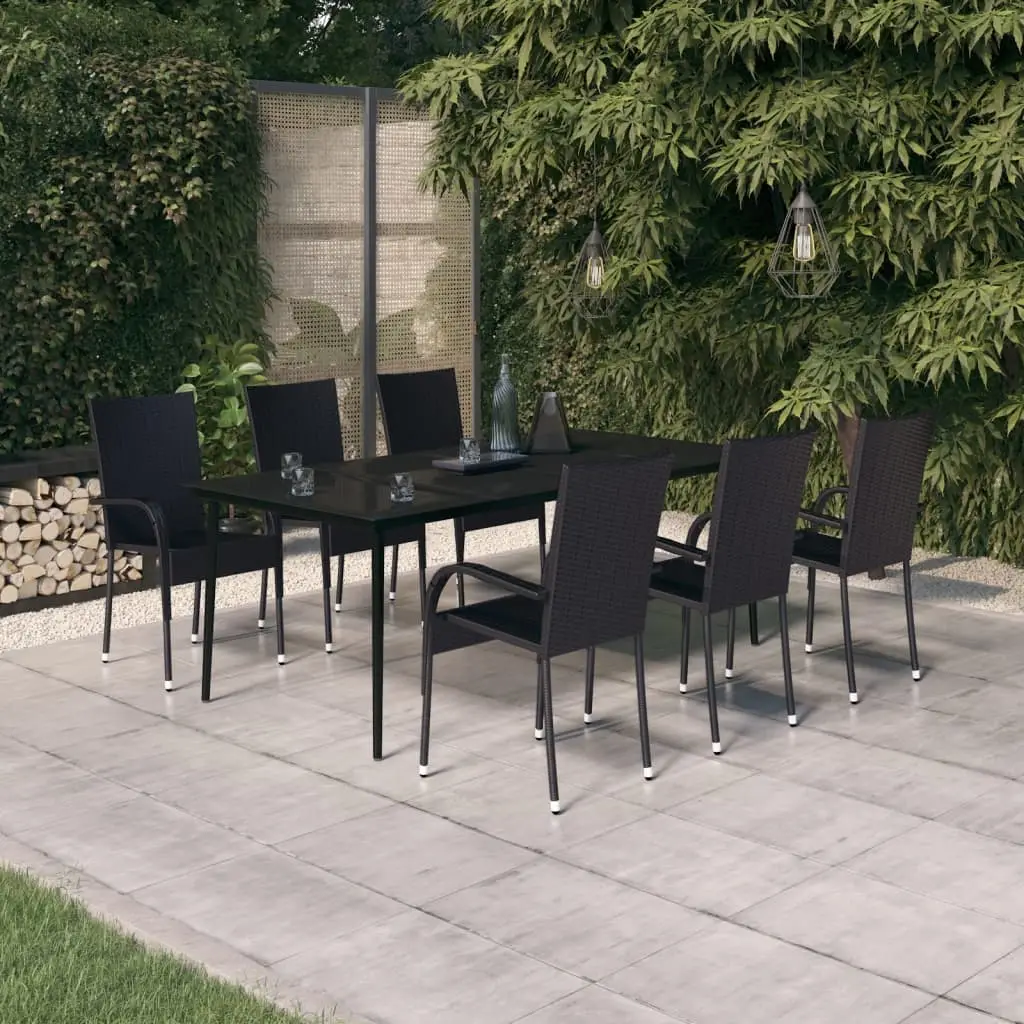 Ensemble à manger de jardin 7 pcs Noir vidaXL 3099399