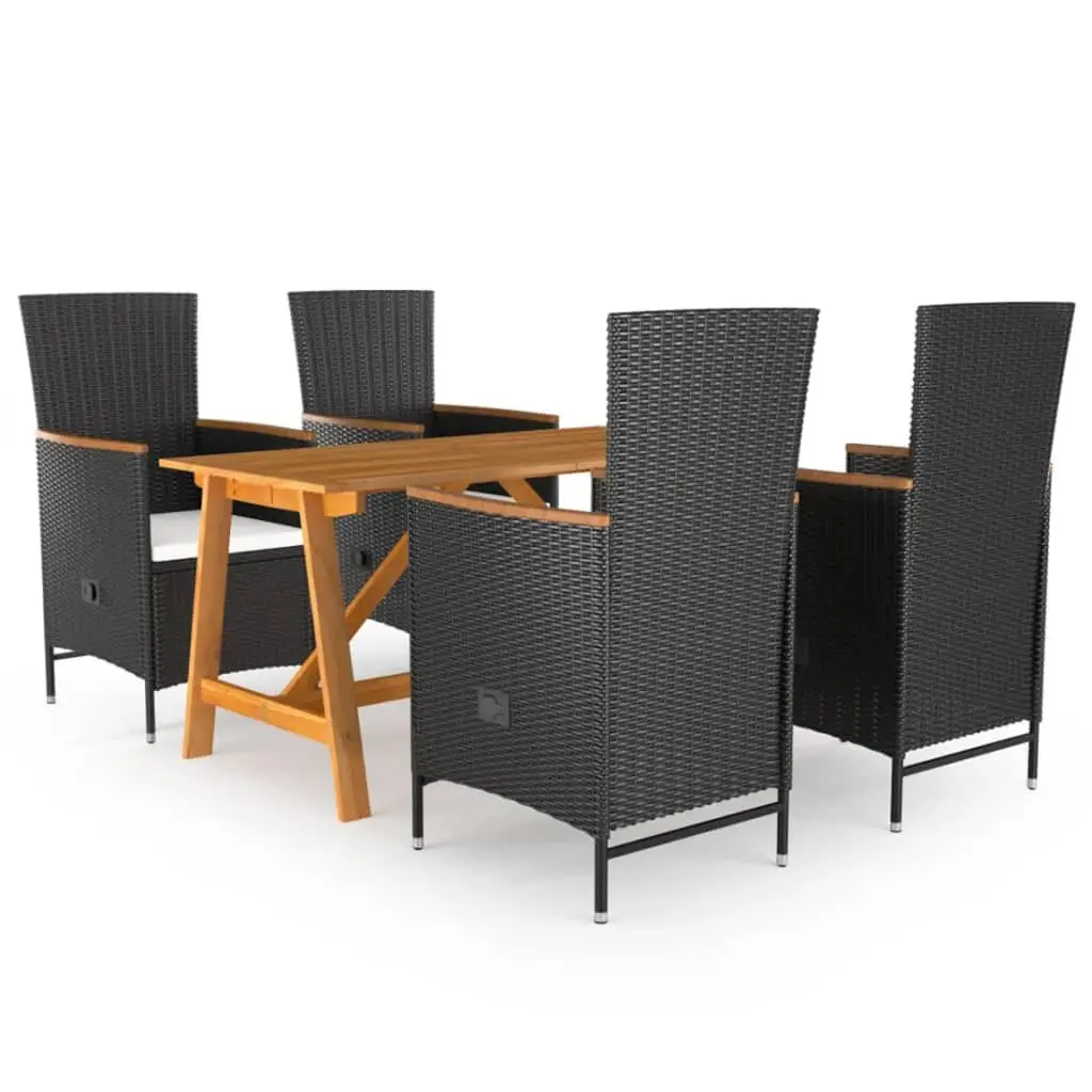 Ensemble à manger de jardin 5 pcs Noir vidaXL 3068757