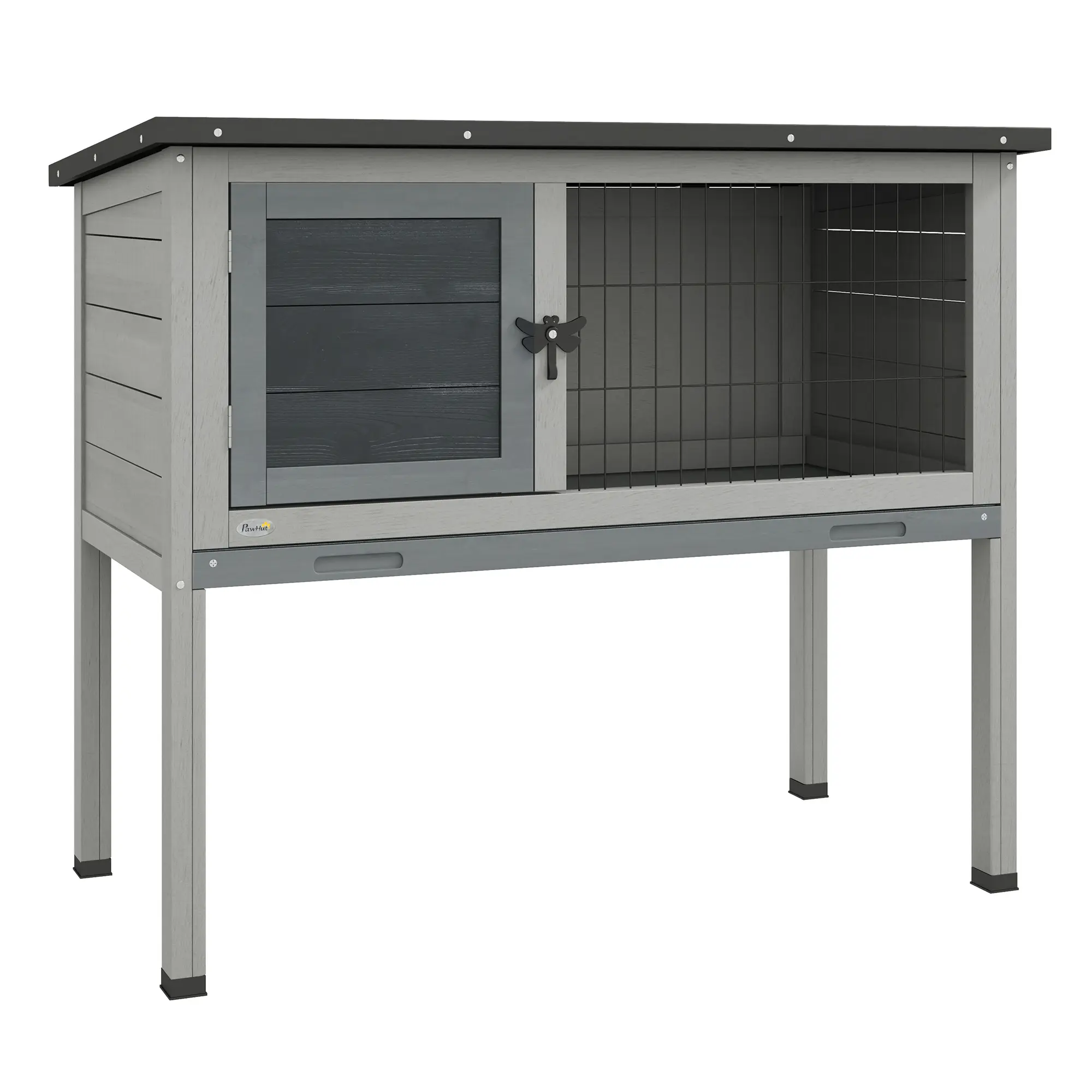 Enclos pour rongeurs en bois, toit rabattable, gris, 84 x 43 x 70 cm – PANGIVO