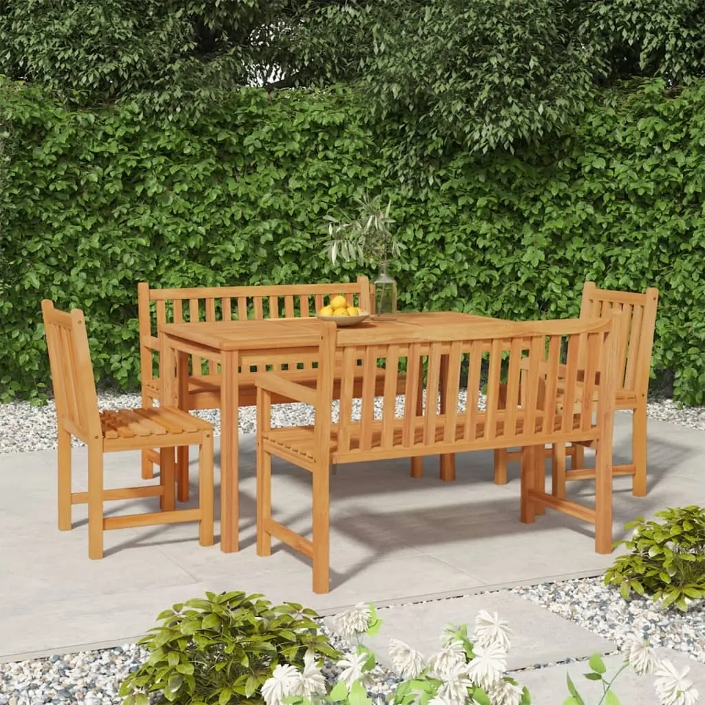 Ensemble à manger de jardin 5pcs Bois de teck massif vidaXL 3157152
