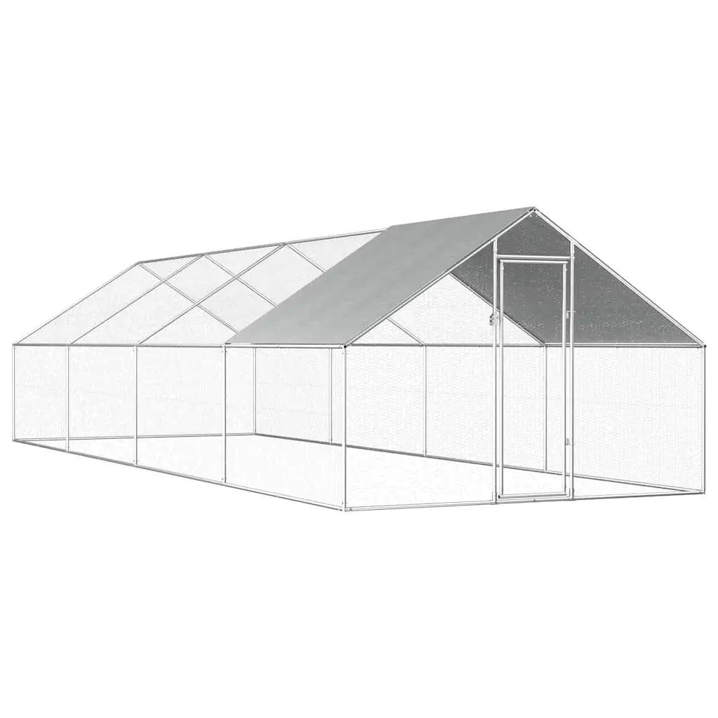 Enclos poulailler géant 8×2.75m en acier galvanisé et bâche de protection – ComfortXL Outdoor Living