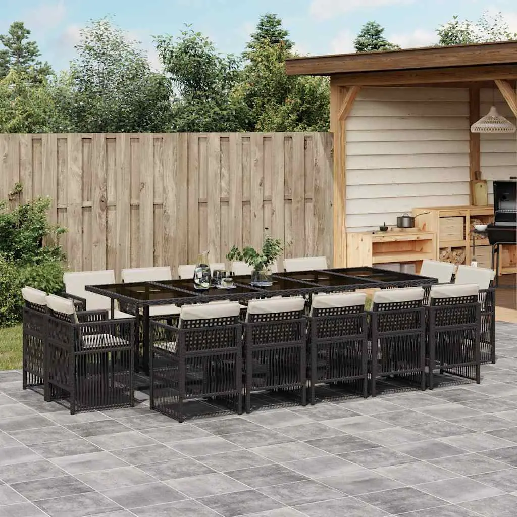 Ensemble à manger de jardin 15 pcs coussins noir résine tressée vidaXL 3211050