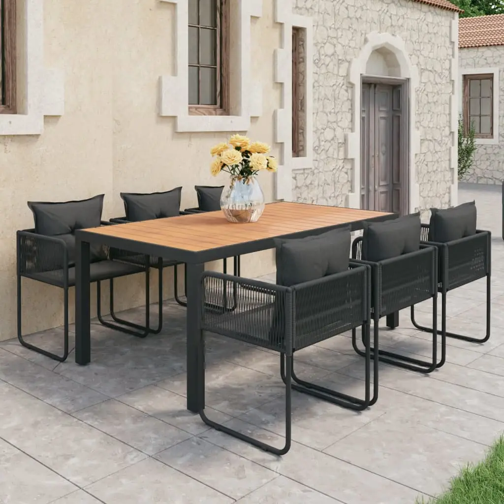 Ensemble à Manger de jardin 7pcs PVC résine tressée noir marron vidaXL 3060110