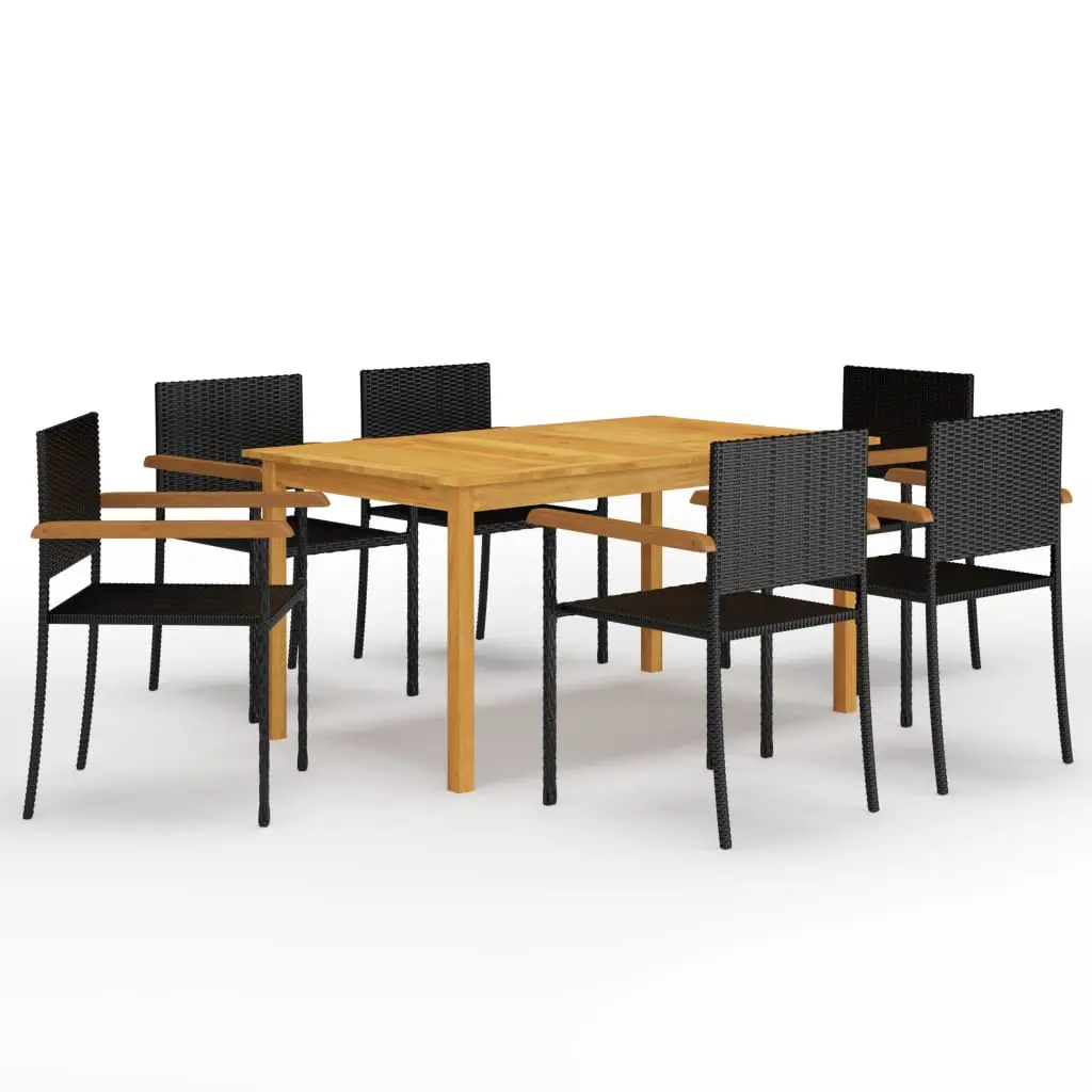 Ensemble à manger de jardin 7 pcs Noir vidaXL 3067809
