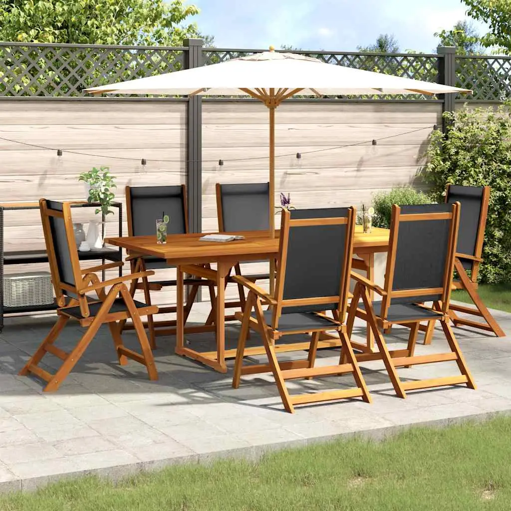 Ensemble à Manger de jardin 7pcs bois d’acacia solide textilène vidaXL 3279261