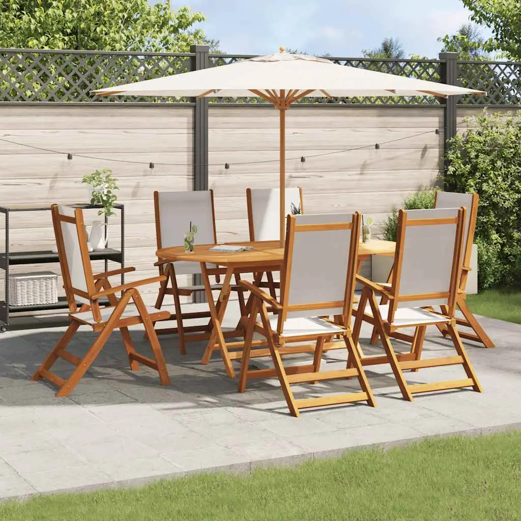 Ensemble à Manger de jardin 7pcs bois d’acacia solide textilène vidaXL 3279287