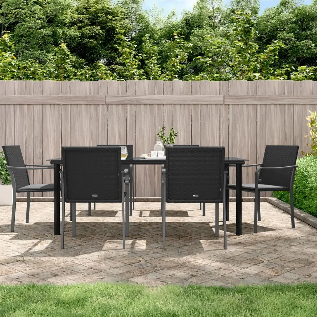 Ensemble à manger de jardin 7 pcs coussins résine tressée acier vidaXL 3186967