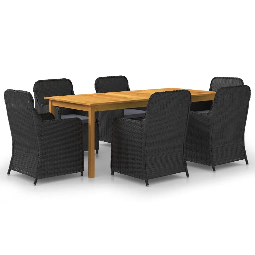 Ensemble à manger de jardin 7 pcs Noir vidaXL 3067910