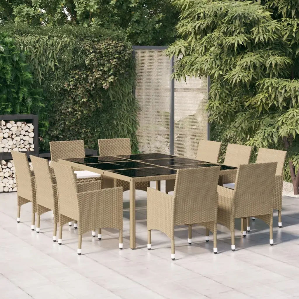Ensemble à manger de jardin 11pcs Résine tressée Beige vidaXL 3058564