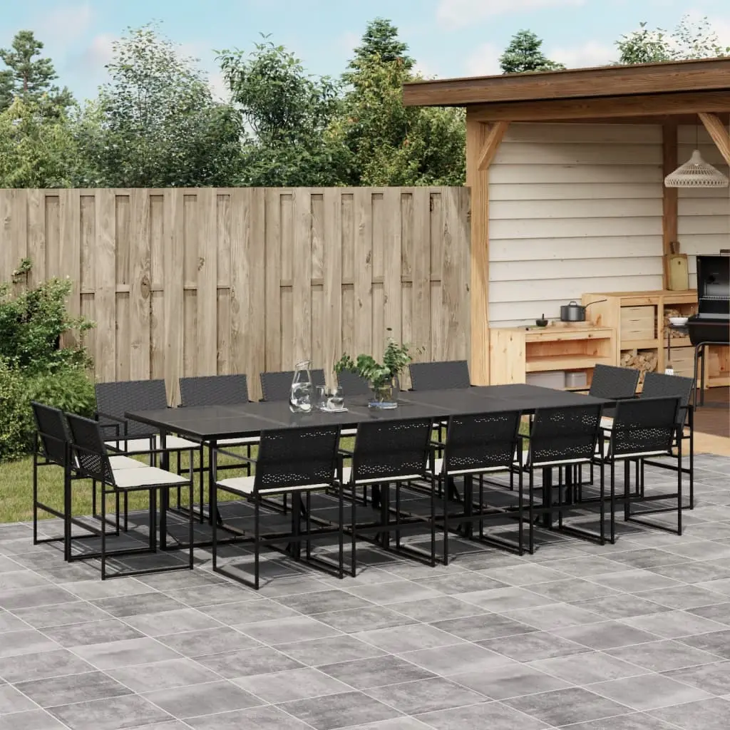 Ensemble à manger de jardin 15 pcs coussins noir résine tressée vidaXL 3295066