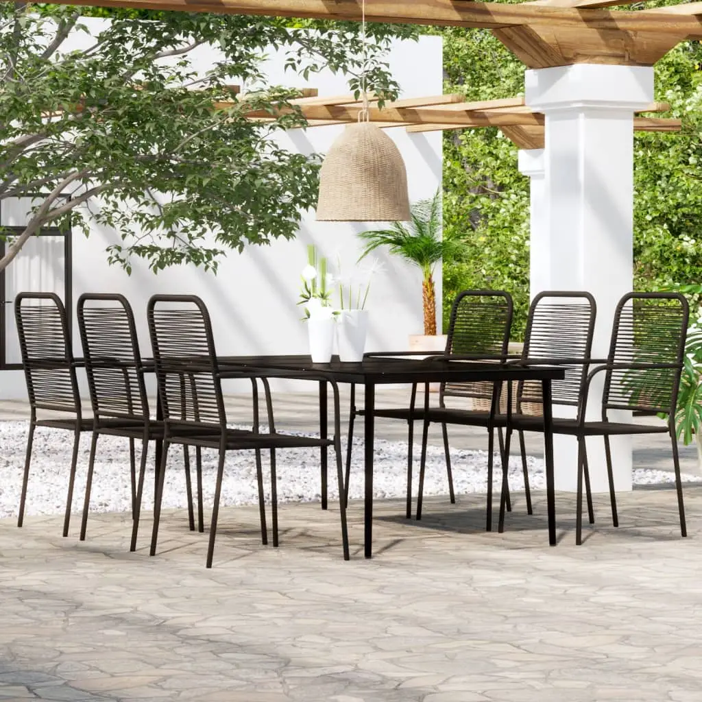Ensemble à manger de jardin 7 pcs Noir vidaXL 3099147