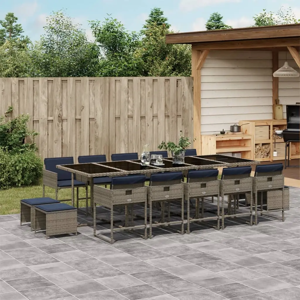 Ensemble à manger de jardin 15 pcs coussins gris résine tressée vidaXL 3278124