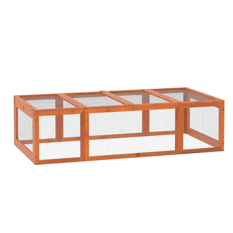 Enclos pour petits animaux avec toit rabattable, bois de sapin, orange, 180 x 90 x 48 cm – PANGIVO
